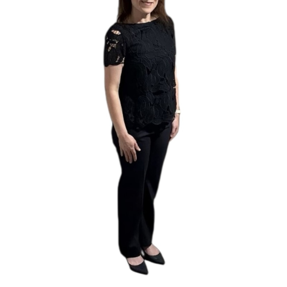 Tory Burch Navy Blue Jumpsuit - Lace Short Sleeve Wide Leg - Size 2